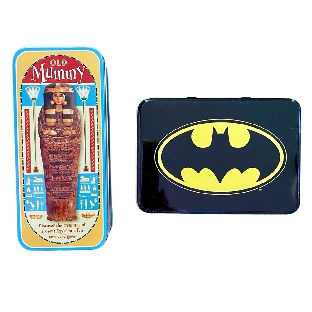 GAMES Old Mummy Ancient Egypt Card Game in Tin and Batman Playing Cards in Tin